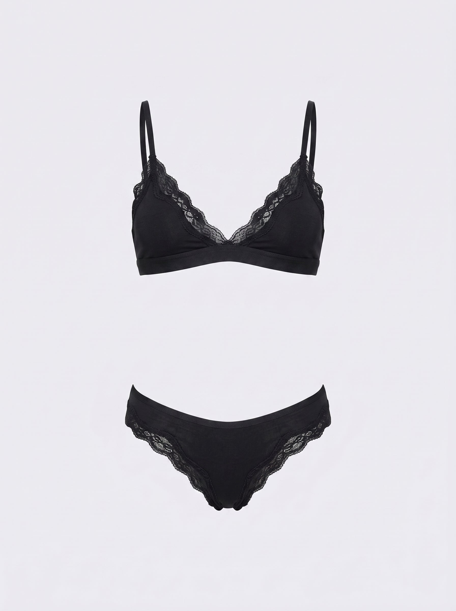 Lace-Trim Bralette and High-Cut Panty Set