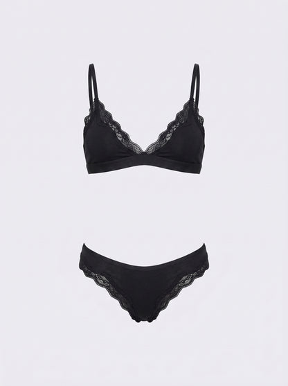Lace-Trim Bralette and High-Cut Panty Set