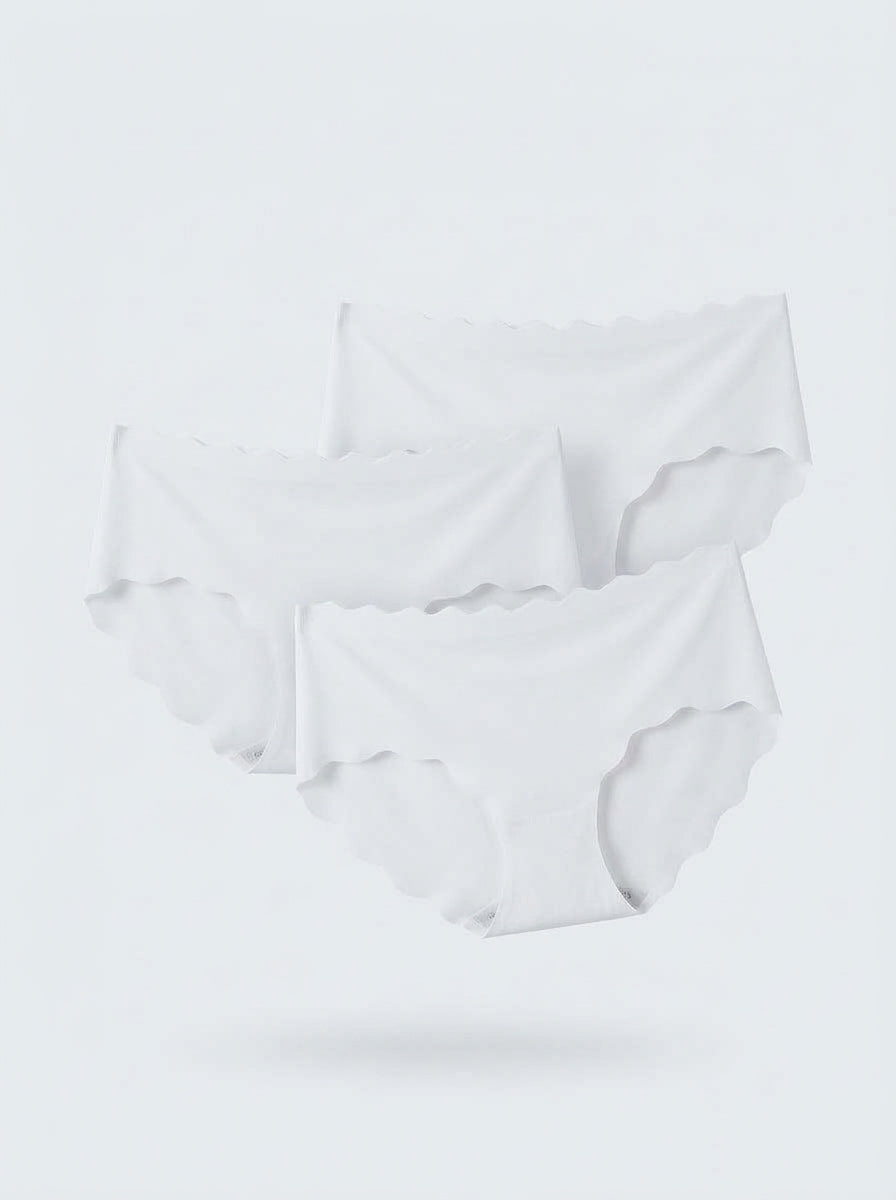 3-Piece Set Seamless Scalloped Waistband Panty