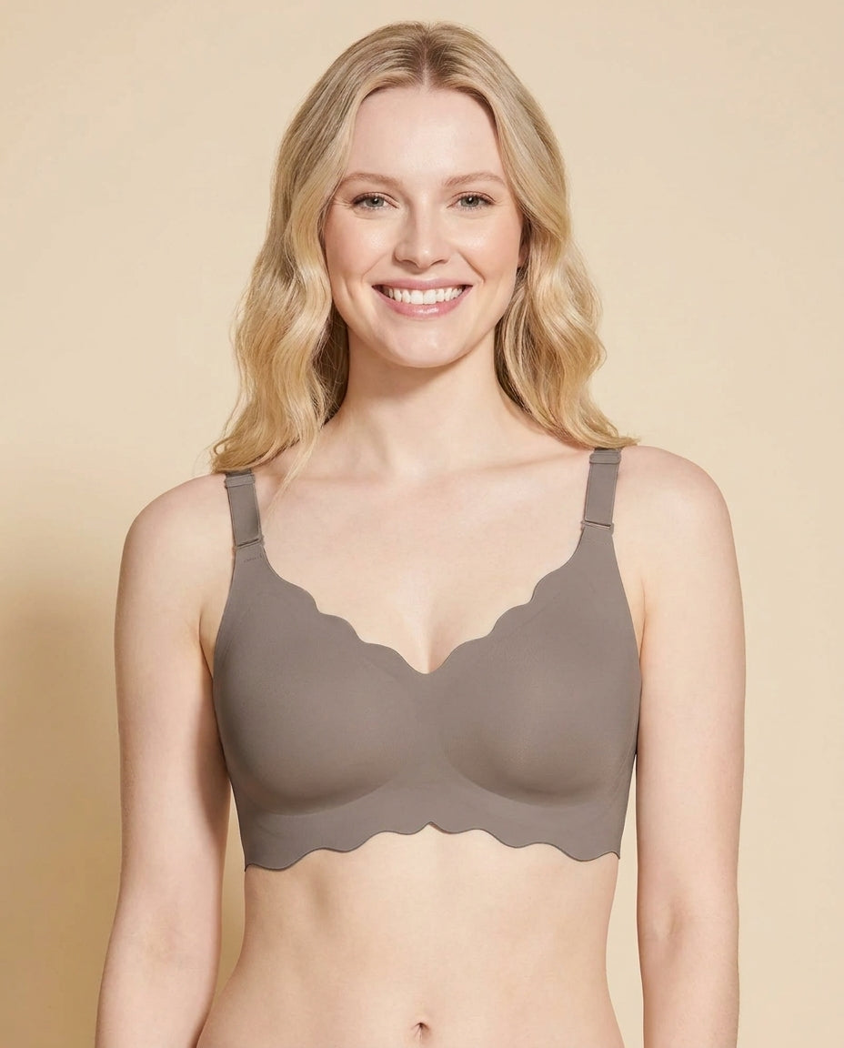 Wireless Seamless Bra with Scalloped Edge Support