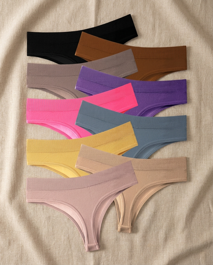Seamless Thong Panties with Stretch Comfort (9-Pack)