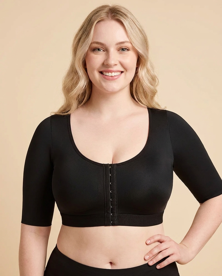 Front Closure Compression Bra with Arm Sleeves
