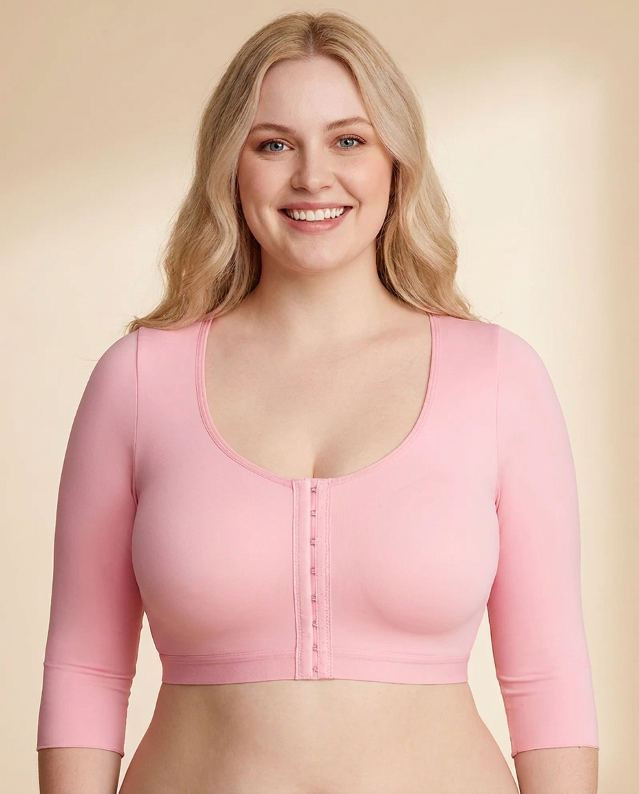 Front Closure Compression Bra with Arm Sleeves