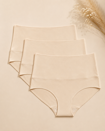 3 Pack High-Waisted Tummy Control Shaping Briefs | Firm Compression & Seamless Everyday Support