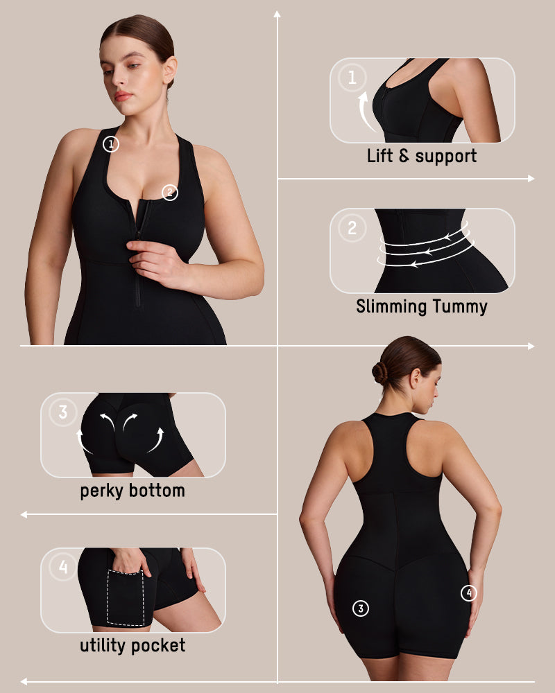 Front Zip Shapewear Bodysuit | Full Body Sculpting & Tummy Control