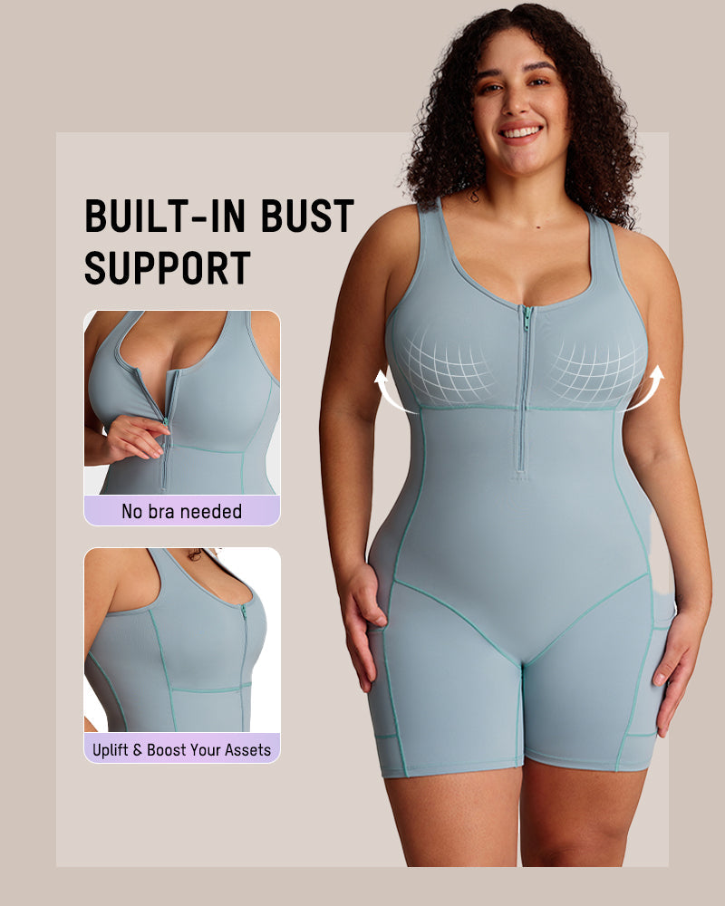 Front Zip Shapewear Bodysuit | Full Body Sculpting & Tummy Control