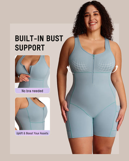 Front Zip Shapewear Bodysuit | Full Body Sculpting & Tummy Control