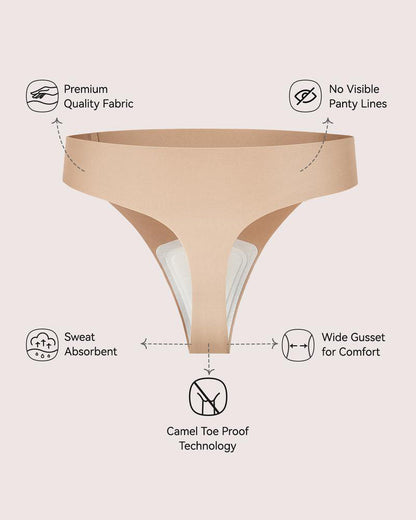 Seamless Thongs with Camel Toe Coverage | Soft Stretch & No-Show Design (5 Pack)