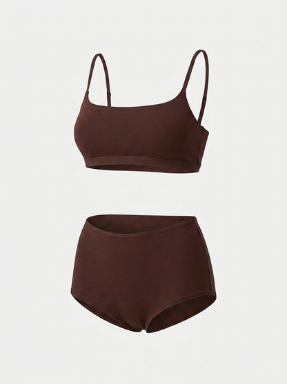 Classic Lounge Set with Bralette and Shorts