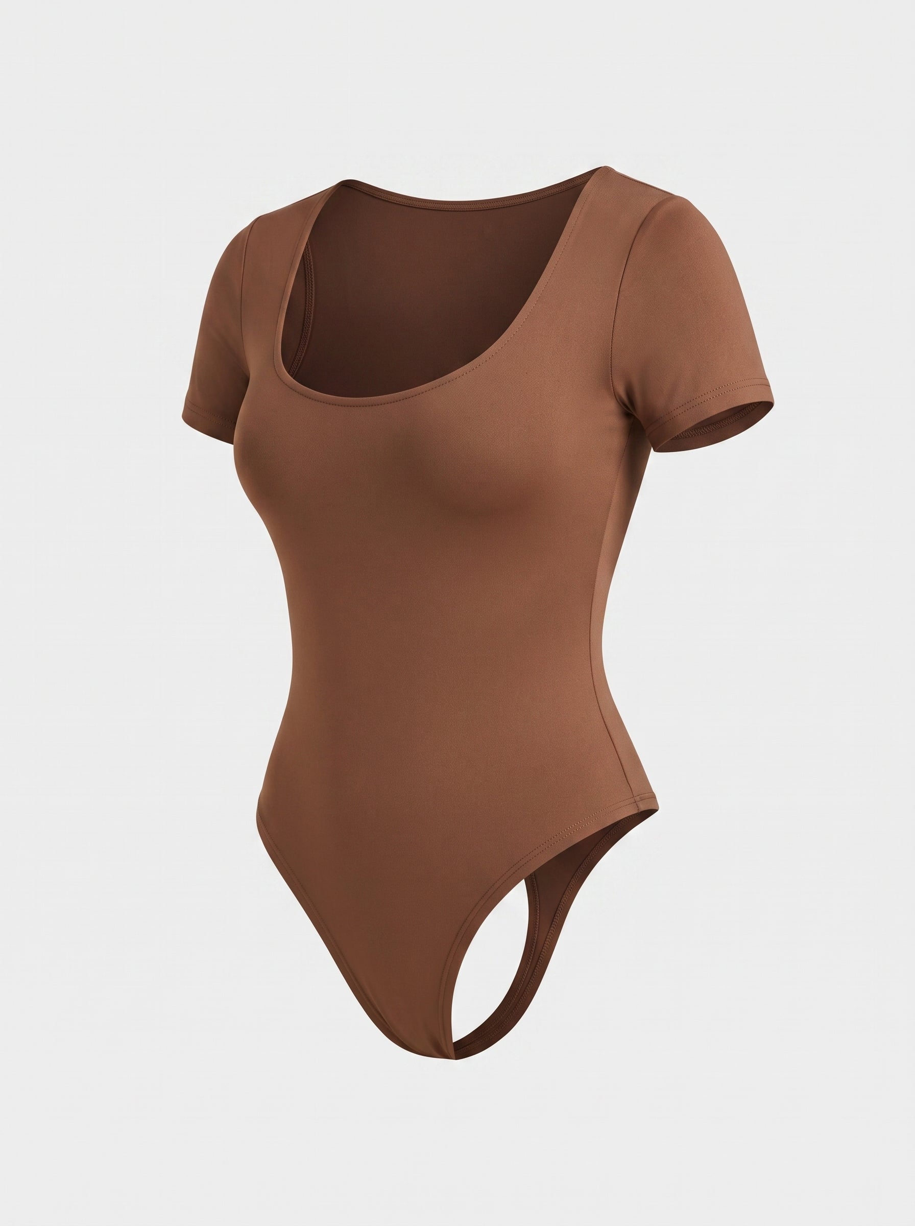 Short Sleeve Scoop Neck Bodysuit with Thong Back