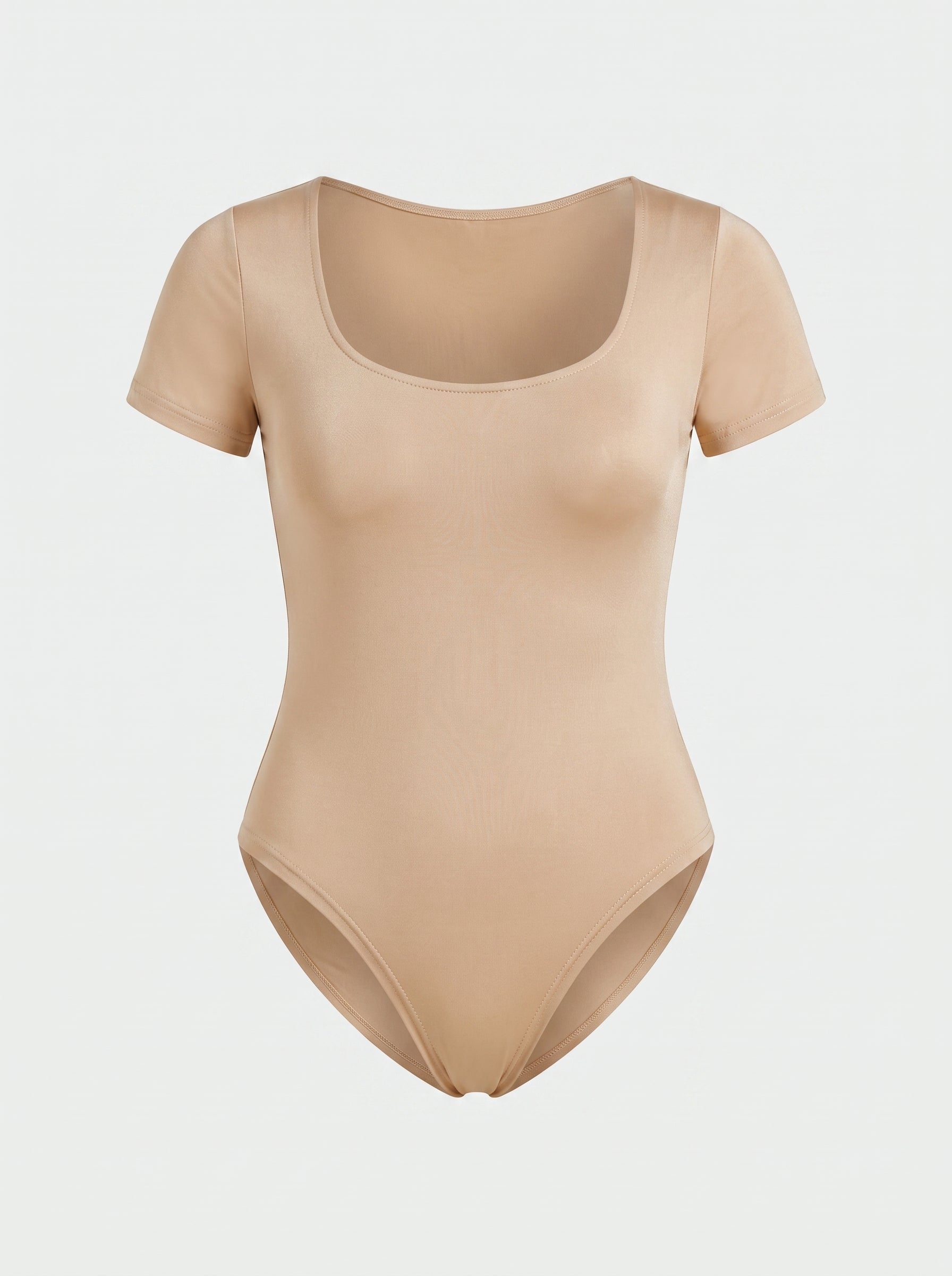 Short Sleeve Scoop Neck Bodysuit with Thong Back