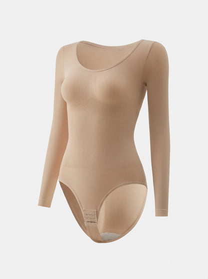 Long Sleeve Scoop Neck Bodysuit with Thong Back