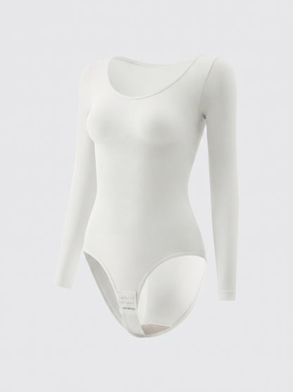 Long Sleeve Scoop Neck Bodysuit with Thong Back