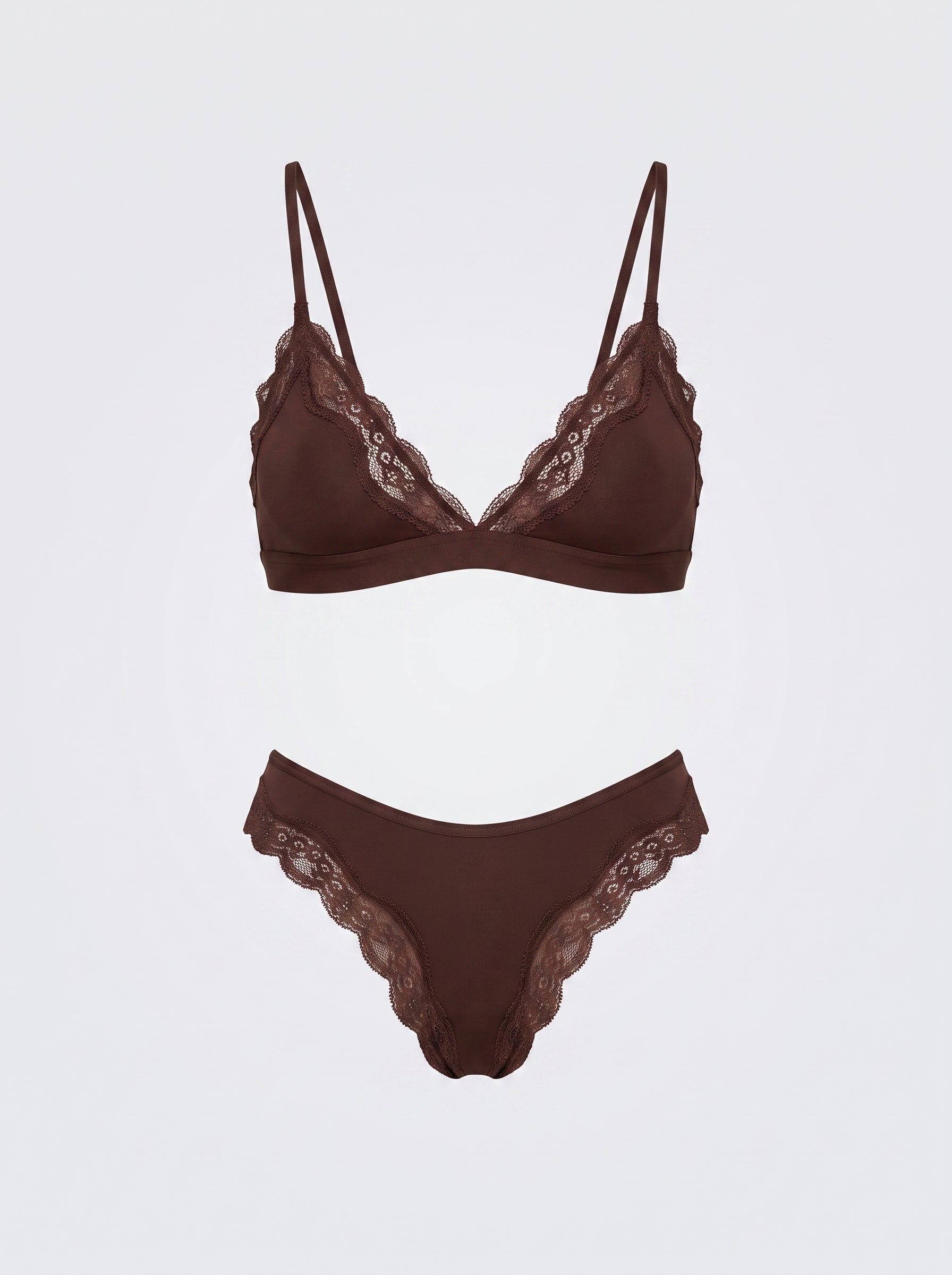 Lace-Trim Bralette and High-Cut Panty Set