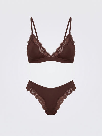 Lace-Trim Bralette and High-Cut Panty Set