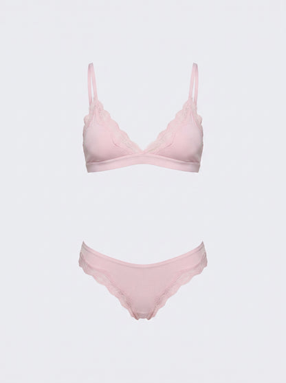 Lace-Trim Bralette and High-Cut Panty Set