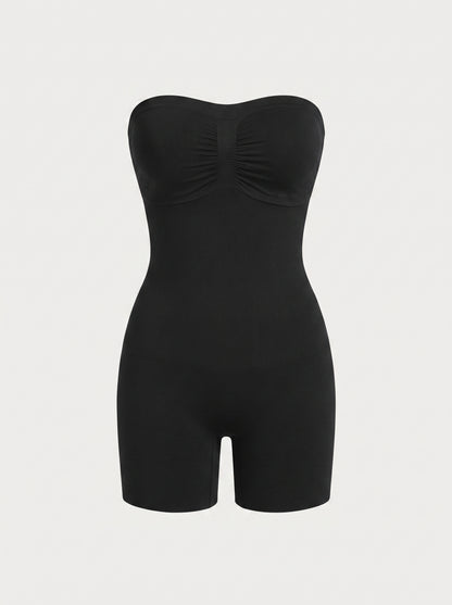 Strapless Shapewear Bodysuit with Mid Thigh Shorts