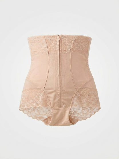 High-Waist Zip Shaper Brief with Lace