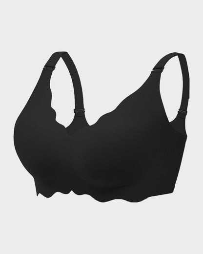 Wireless Seamless Bra with Scalloped Edge Support