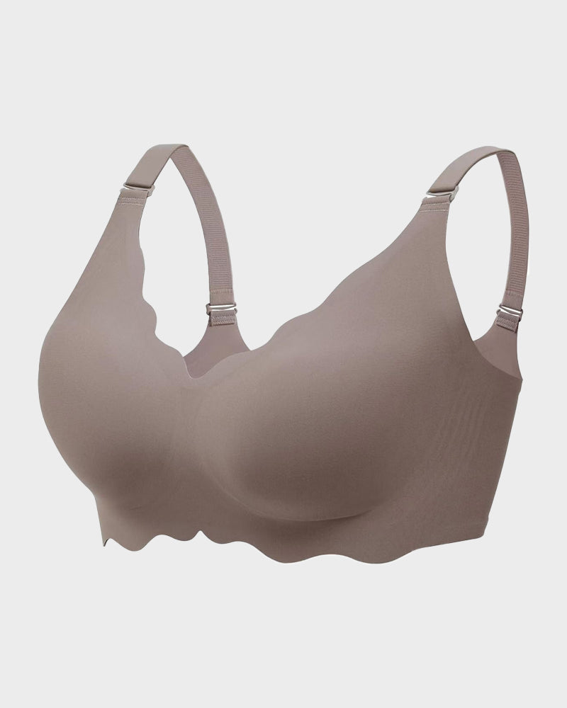 Wireless Seamless Bra with Scalloped Edge Support