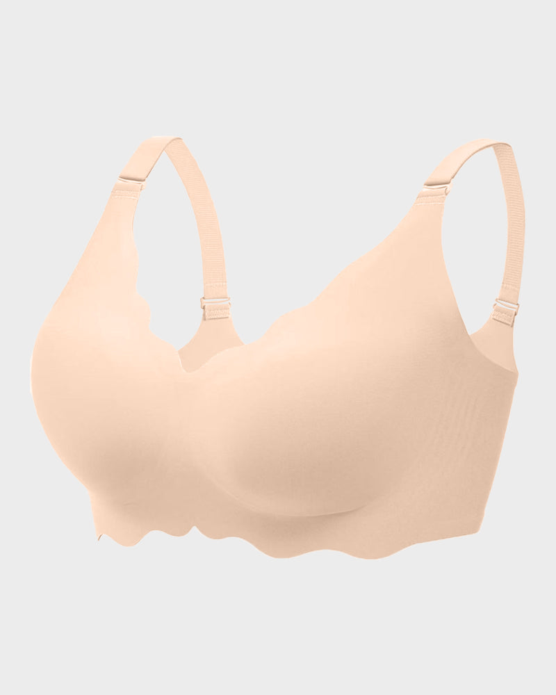 Wireless Seamless Bra with Scalloped Edge Support