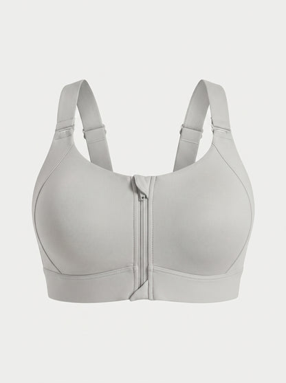 Zip-Front Sports Bra with Velcro Straps
