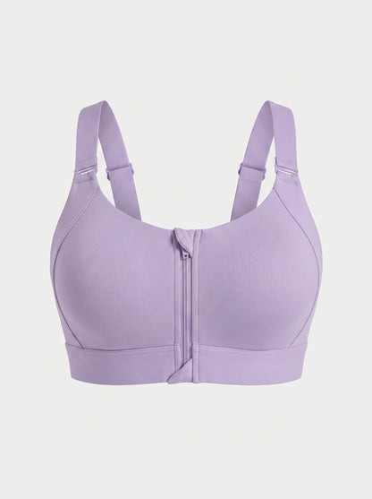 Zip-Front Sports Bra with Velcro Straps