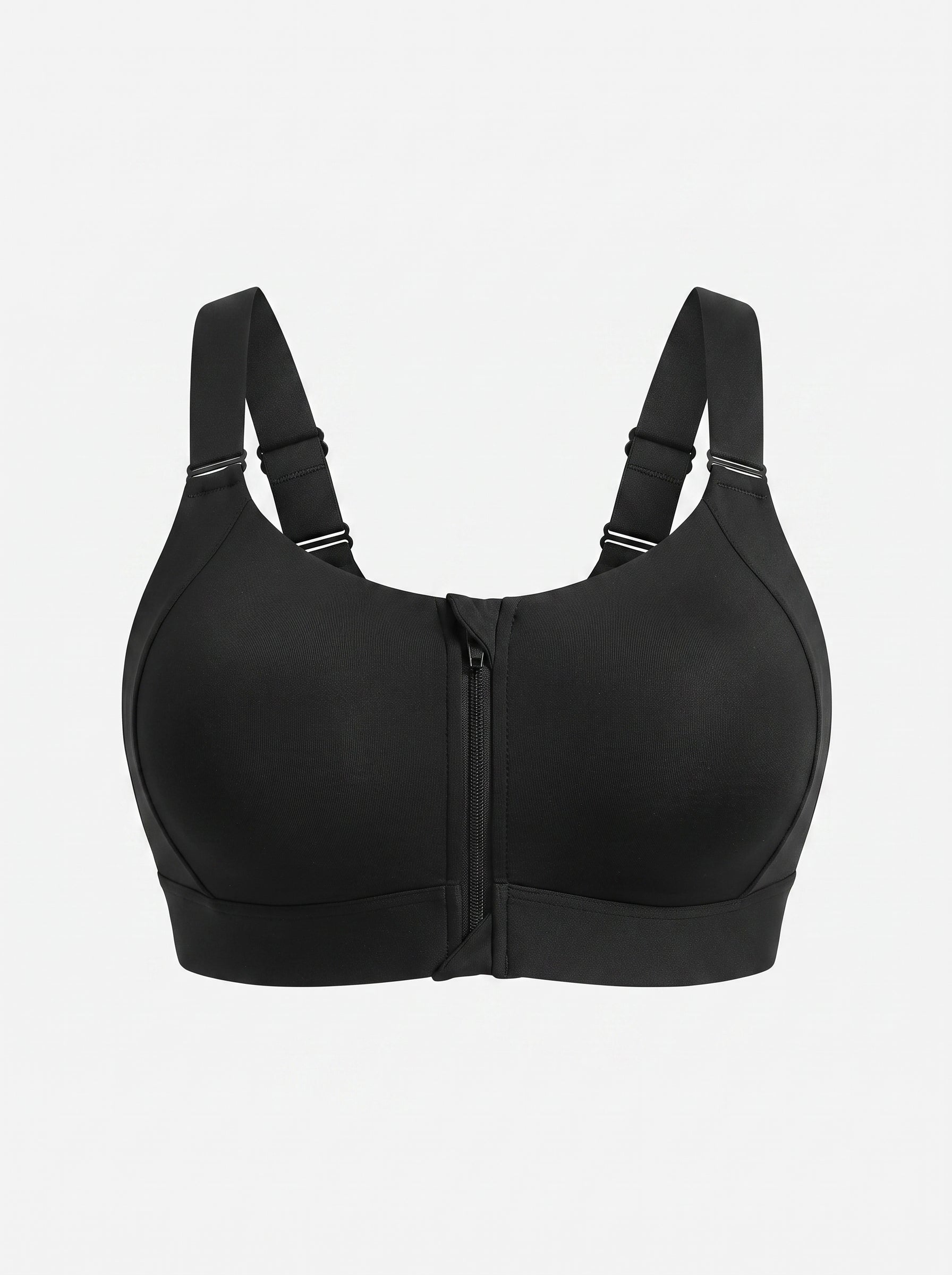 Zip-Front Sports Bra with Velcro Straps