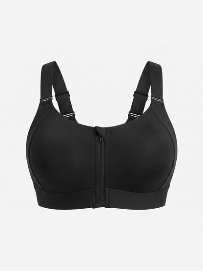Zip-Front Sports Bra with Velcro Straps