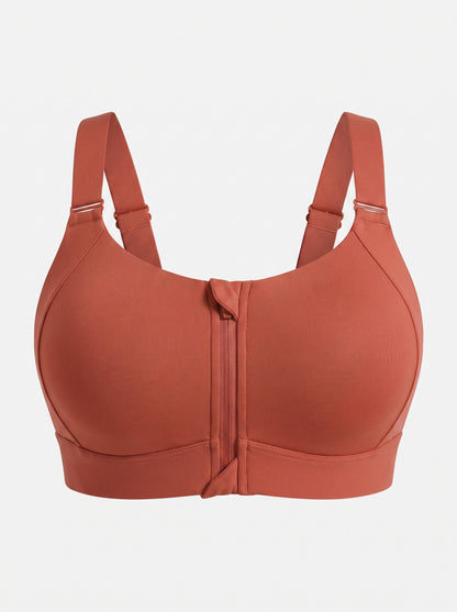 Zip-Front Sports Bra with Velcro Straps