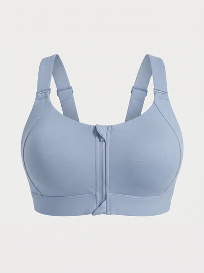 Zip-Front Sports Bra with Velcro Straps
