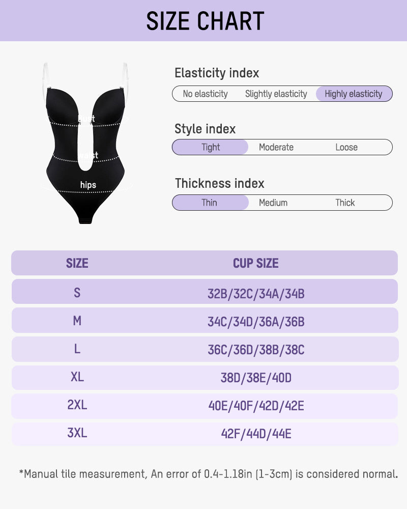 Deep Plunge Shapewear Bodysuit | Built-In Push-Up Bra & Tummy Control