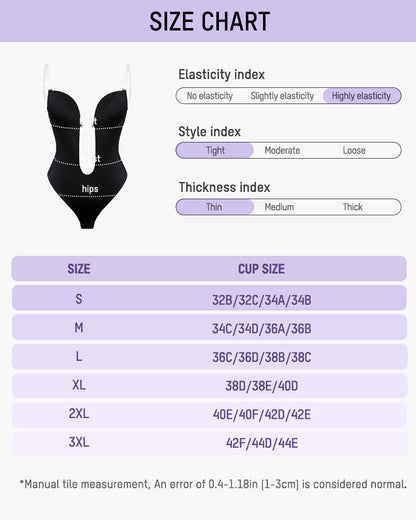 Deep Plunge Shapewear Bodysuit | Built-In Push-Up Bra & Tummy Control
