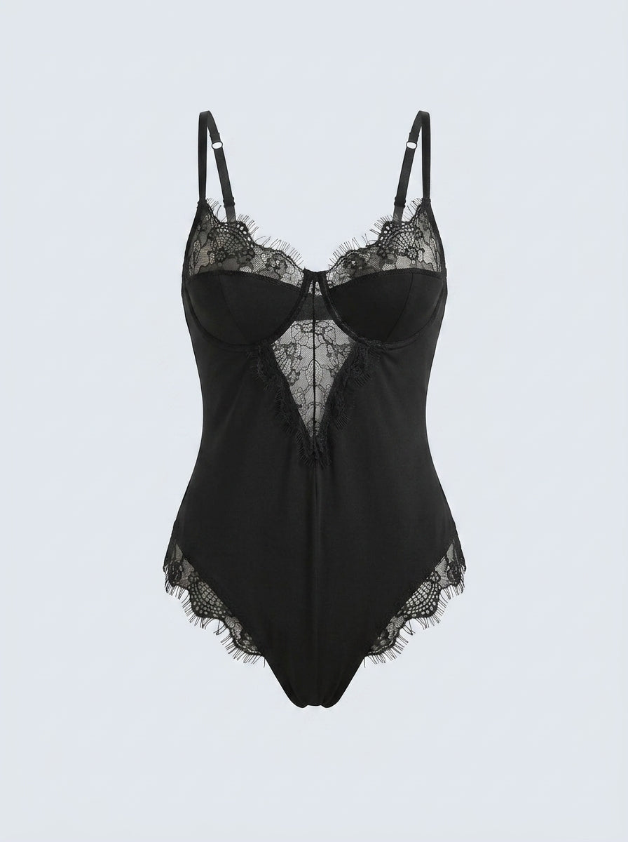 Lace-Trim Teddy Lingerie Bodysuit
