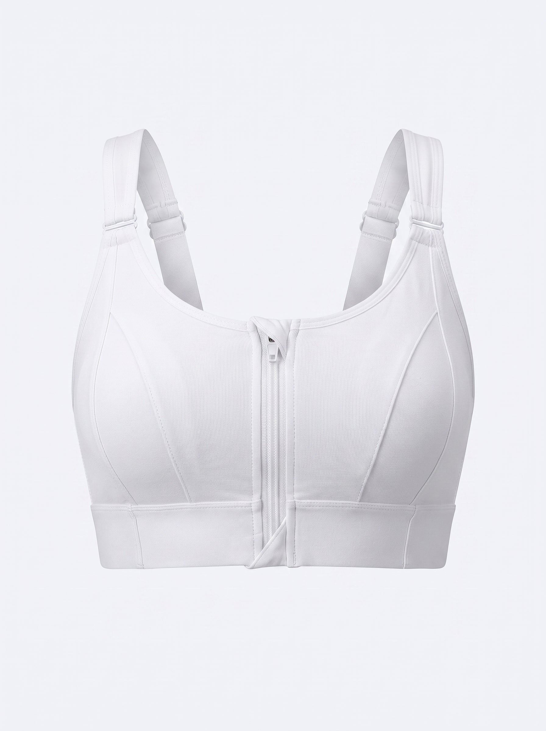Zip-Front Push-Up Sports Bra with Wide Straps