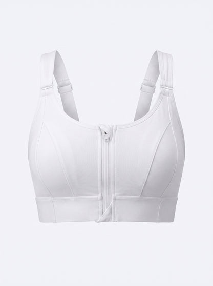 Zip-Front Push-Up Sports Bra with Wide Straps