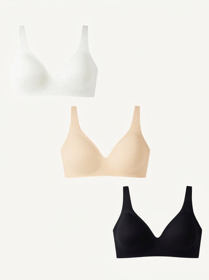 3-Pack Wireless Bras with Jelly Support Strips