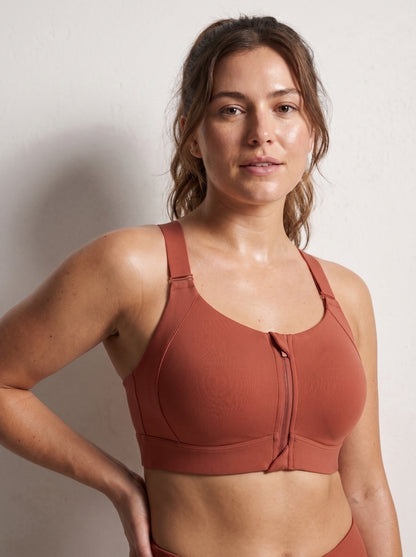 Zip-Front Sports Bra with Velcro Straps