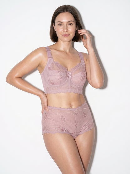 Sheer Floral Lace Longline Bra