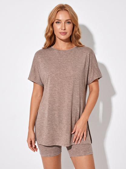 Oversized T-Shirt and Biker Shorts Lounge Set
