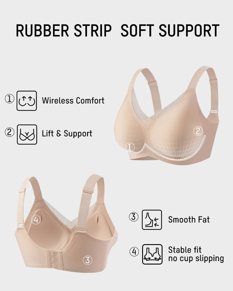 Wireless Bra with Mesh V-Neck Insert & Soft Comfort Fit