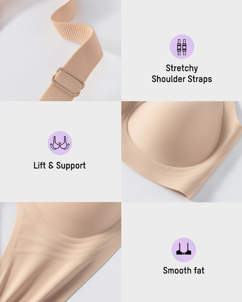 Wireless Bra with Mesh V-Neck Insert & Soft Comfort Fit