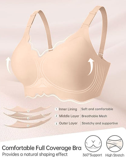 Wireless Seamless Bra with Scalloped Edge Support