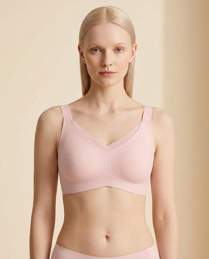 Wireless Bra with Mesh V-Neck Insert & Soft Comfort Fit