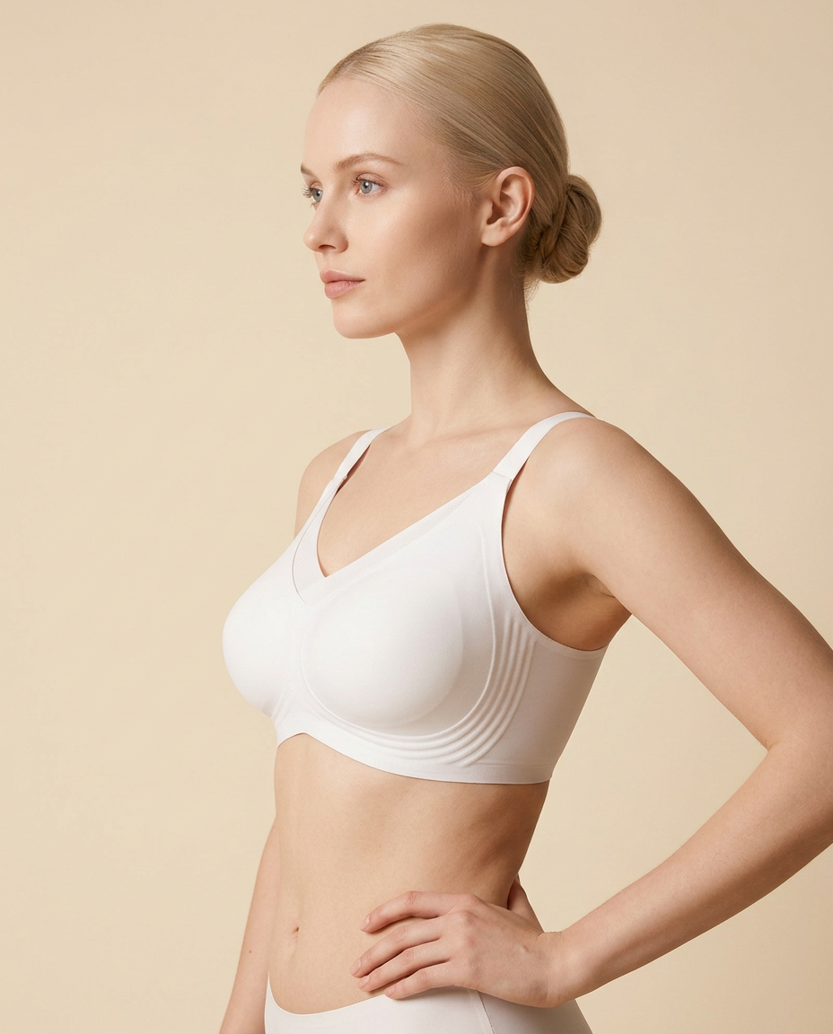 Wireless Bra with Mesh V-Neck Insert & Soft Comfort Fit