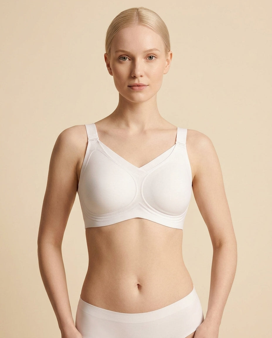 Wireless Bra with Mesh V-Neck Insert & Soft Comfort Fit