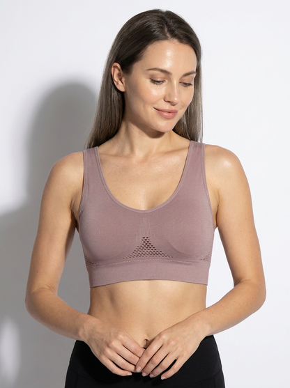 Breathable Racerback Sports Bra with Mesh Panels