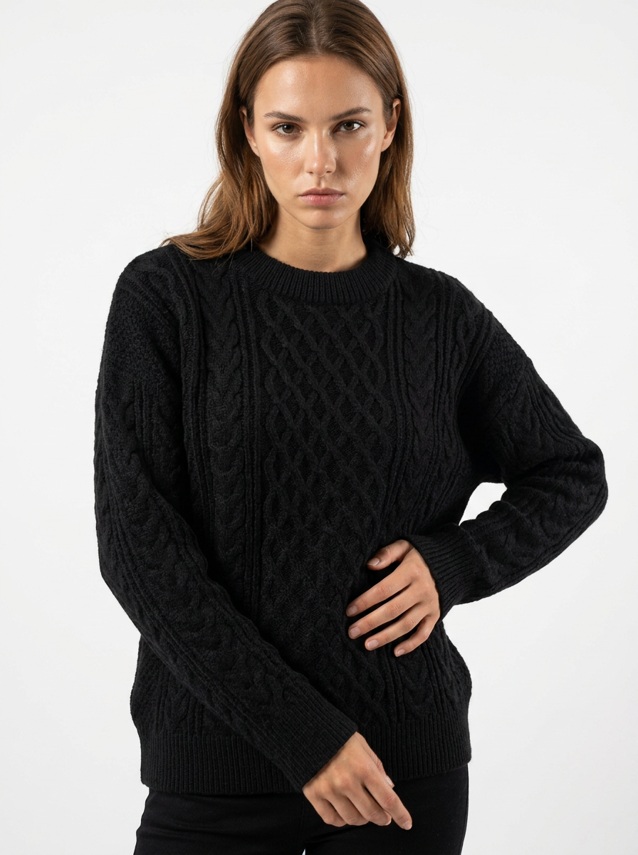 Knitted Sweater with Chunky Cable Knit