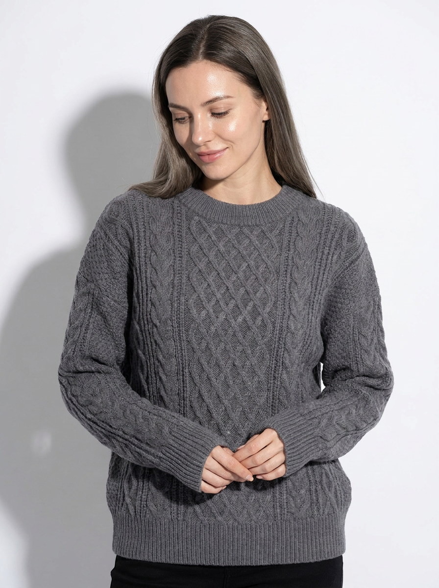 Knitted Sweater with Chunky Cable Knit