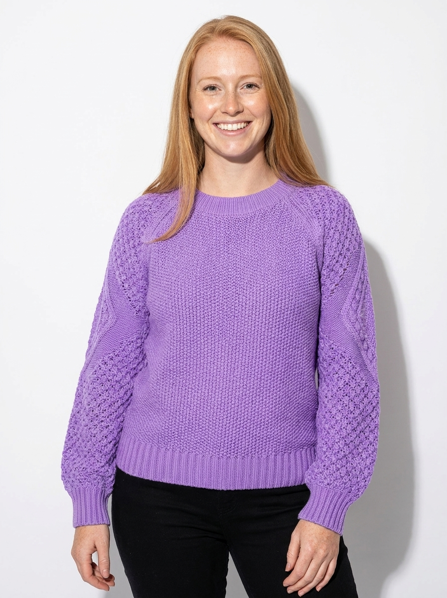 Soft Knitted Sweater with Balloon Sleeves